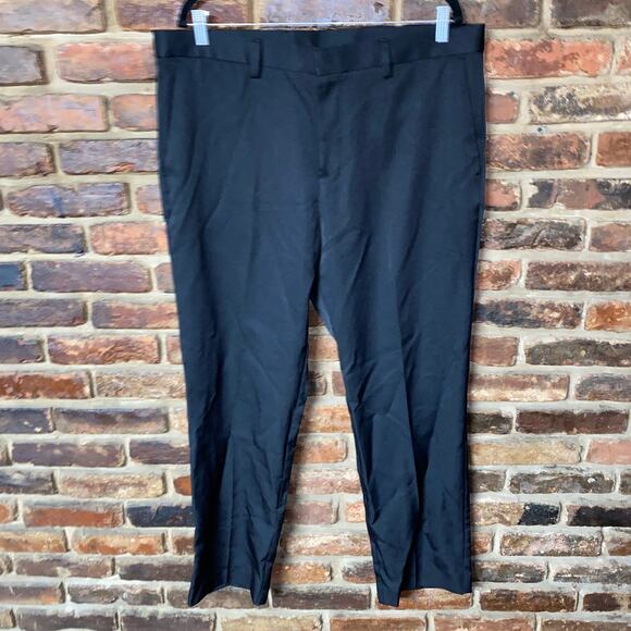 Perry Ellis Portfolio Black Trouser Chino Flat Front Dress Pants Mens Size 38x30 - Picture 1 of 4